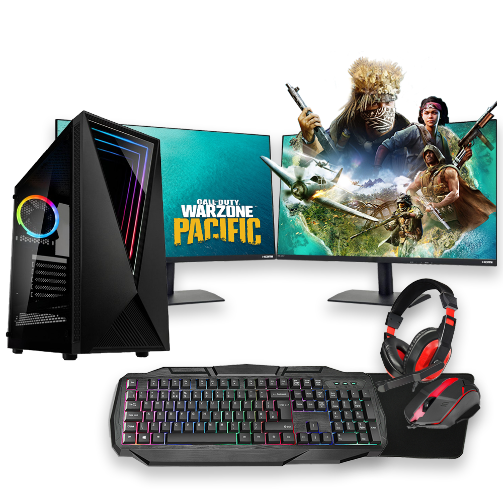 Intel Core i5-12600K Gaming PC Dual Screen Bundle 16GB RAM 8GB RTX5050 Graphics Card 1TB M.2 SSD - Windows 11