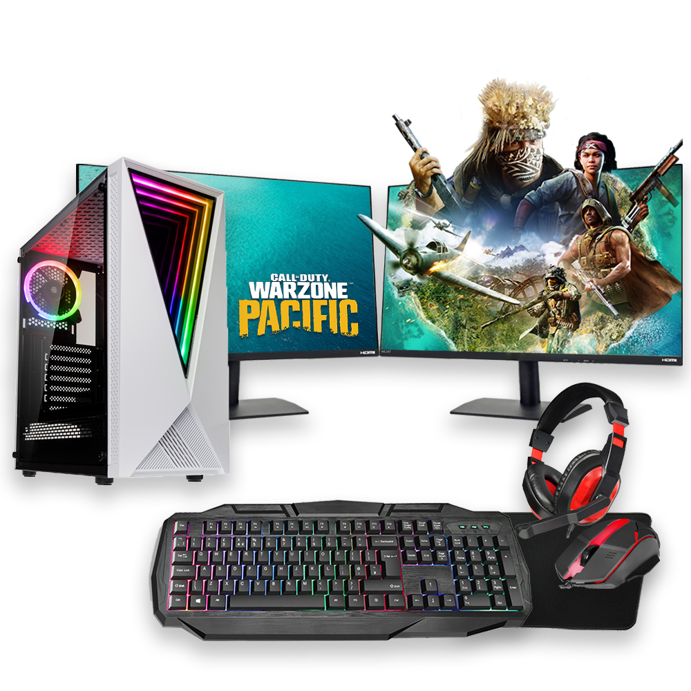 Intel Core i5-12400 Gaming PC Dual Screen Bundle 16GB RAM 8GB RTX5050 Graphics Card 1TB M.2 SSD - Windows 11