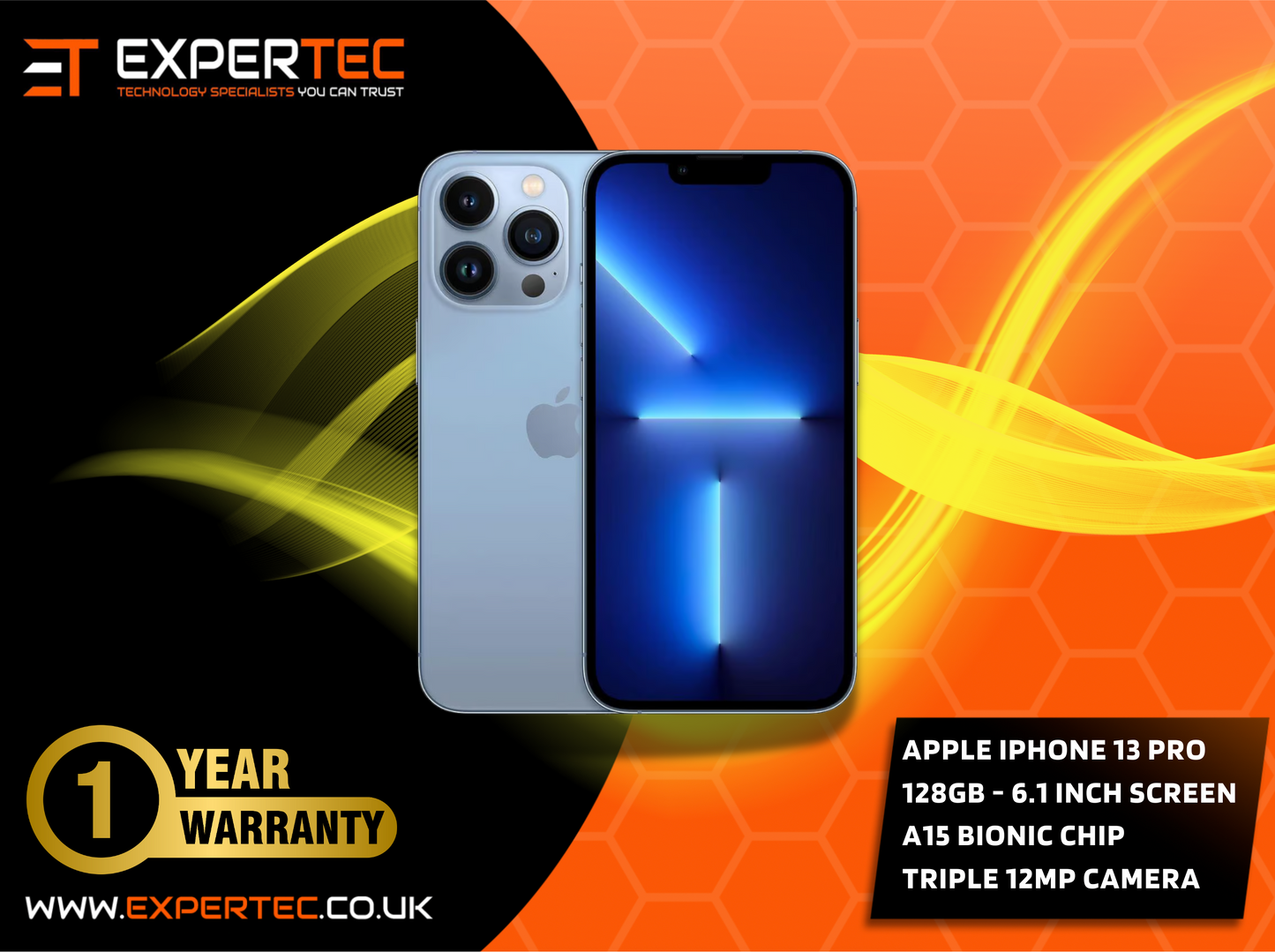 Apple iPhone 13 PRO - 128GB : Grade A ** Fully Refurbished