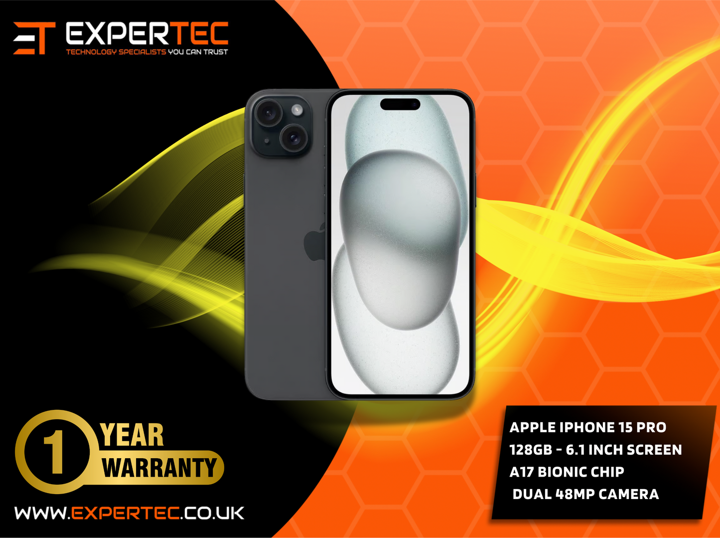 Apple iPhone 15 PRO - 128GB : Grade A ** Fully Refurbished
