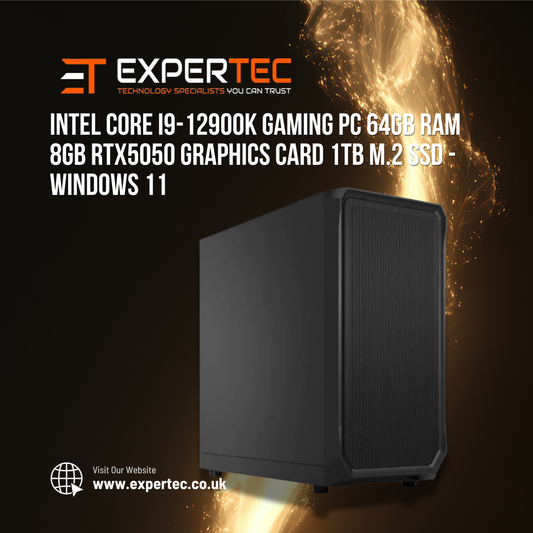 Intel Core i9-12900K Gaming PC 64GB RAM 8GB RTX5050 Graphics Card 1TB M.2 SSD - Windows 11
