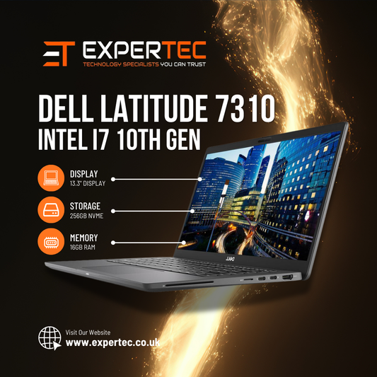 Dell Latitude 7310 - Intel i7 10th Gen - 16GB Ram - 256GB NVMe - Windows 11 Pro - 13.3" Display