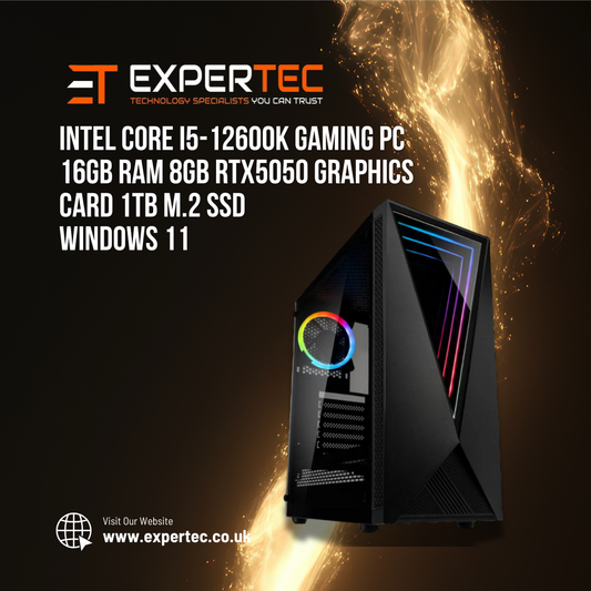Intel Core i5-12600K Gaming PC 16GB RAM 8GB RTX5050 Graphics Card 1TB M.2 SSD - Windows 11