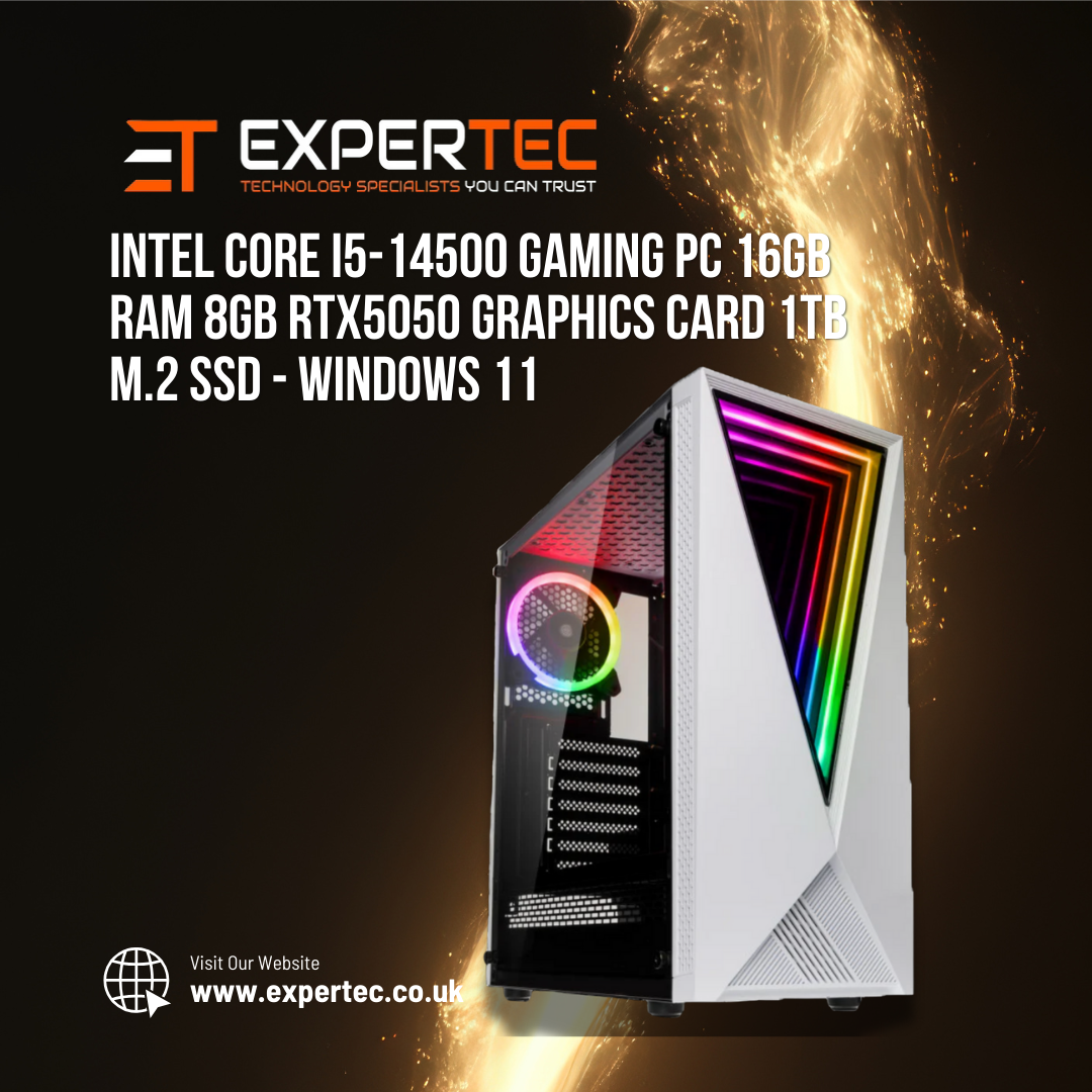 Intel Core i5-14500 Gaming PC 16GB RAM 8GB RTX5050 Graphics Card 1TB M.2 SSD - Windows 11