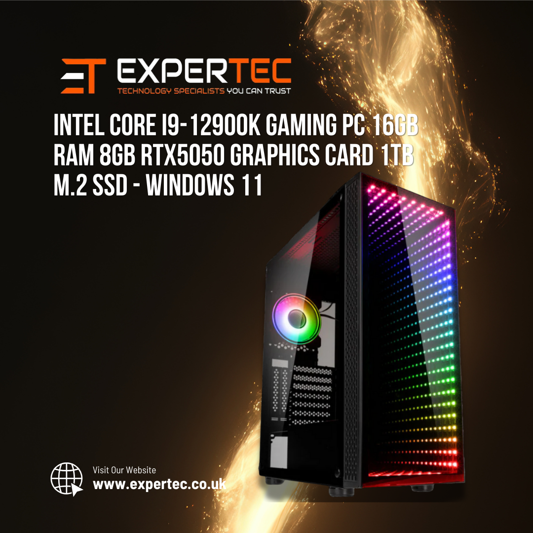 Intel Core i9-12900K Gaming PC 16GB RAM 8GB RTX5050 Graphics Card 1TB M.2 SSD - Windows 11